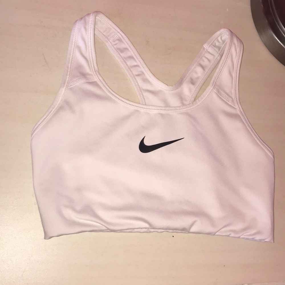 white nike racer back sports bra